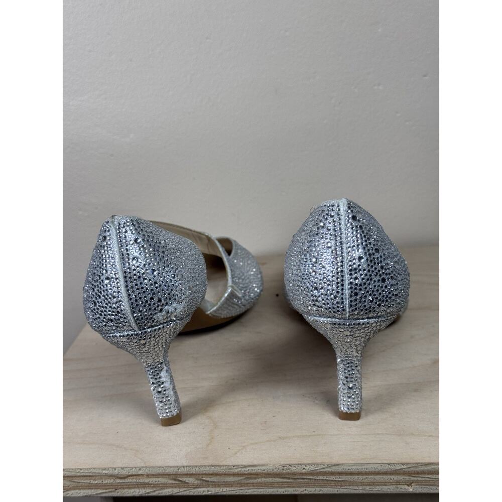 Alex Marie Womens Slingback Kitten Heels Rhinestones Pointed Toe Wedding 8.5 - Picture 4 of 9